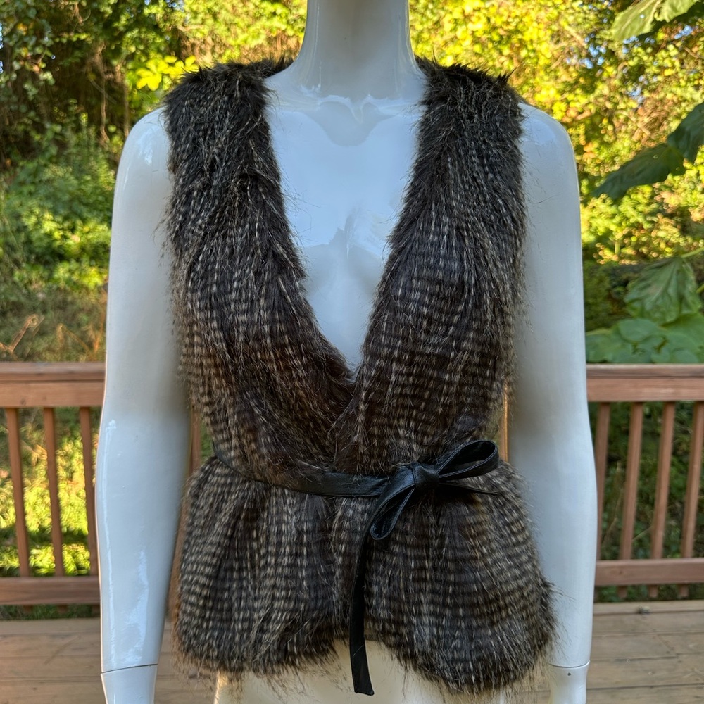 Bebe Chocolate Brown Faux Fur Vest